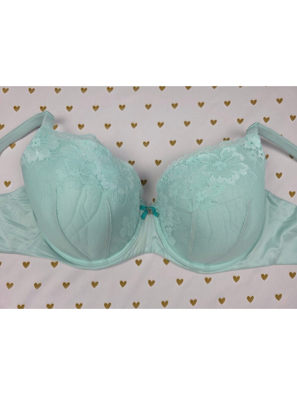 Victorias Secret Light Blue Lined Demi Balconette Bra 38DD